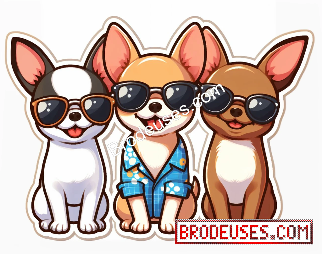 Les Trois Chichis (3 chihuahuas) - Diagramme PDF à télécharger